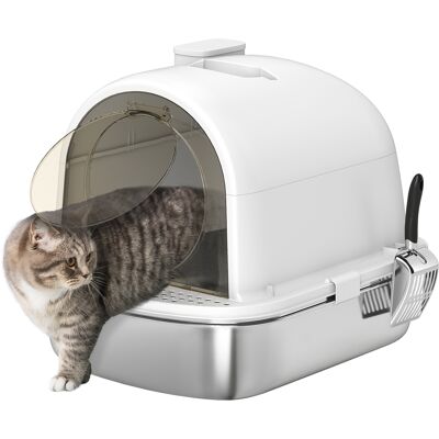 Pawhut Casa Igienica per Gatti Lettiera Chiusa in Acciaio Inossidabile, Facile Pulizia, 52,4 x 41,3 x 39,9 cm, Bianco Aosom Italy Pawhut Casa Igienica per Gatti Lettiera Chiusa in Acciaio Inossidabile, Facile Pulizia, 52,4 x 41,3 x 39,9 cm, Bianco Aosom Italy