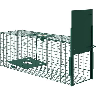 Outsunny Gabbia Trappola per Animali Piccoli con Una Porta e Maniglia, 80x25x30 cm, Verde Scuro Aosom Italy Outsunny Gabbia Trappola per Animali Piccoli con Una Porta e Maniglia, 80x25x30 cm, Verde Scuro Aosom Italy