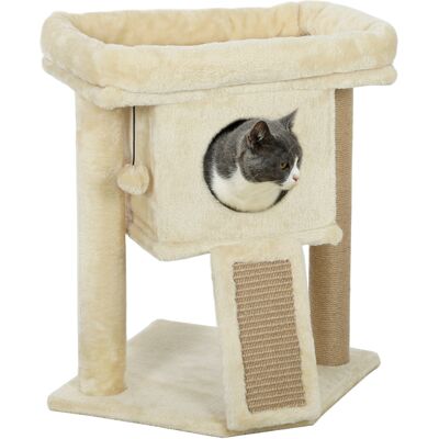Pawhut Albero per Gatti con Base per Graffi in Iuta, Piattaforma, Pallina, Casa per Gatti, Beige, 40 x 40 x 57 cm Aosom Italy Pawhut Albero per Gatti con Base per Graffi in Iuta, Piattaforma, Pallina, Casa per Gatti, Beige, 40 x 40 x 57 cm Aosom Italy