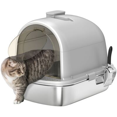 Pawhut Lettiera per Gatti in Acciaio Inox con Coperchio Sacchetto Deodorante Paletta Facile da Pulire 52,4x41,3x39,9 cm Grigio Aosom Italy Pawhut Lettiera per Gatti in Acciaio Inox con Coperchio Sacchetto Deodorante Paletta Facile da Pulire 52,4x41,3x39,9 cm Grigio Aosom Italy
