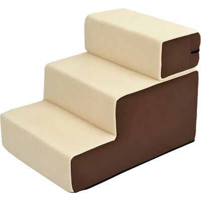 Pawhut Scala per Cani e Cuccioli 3 Gradini Rimovibili e Antiscivolo Per Divano o Letto Beige e Marrone 54x40x39cm Aosom Pawhut Scala per Cani e Cuccioli 3 Gradini Rimovibili e Antiscivolo Per Divano o Letto Beige e Marrone 54x40x39cm Aosom