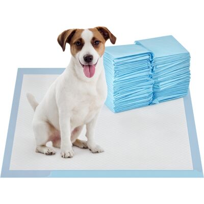 Pawhut Set 100 Tappetini Igienici per Cani a 6 Strati in Tessuto non Tessuto, Carta e PE, 45x60 cm, Blu e Bianco Pawhut Set 100 Tappetini Igienici per Cani a 6 Strati in Tessuto non Tessuto, Carta e PE, 45x60 cm, Blu e Bianco