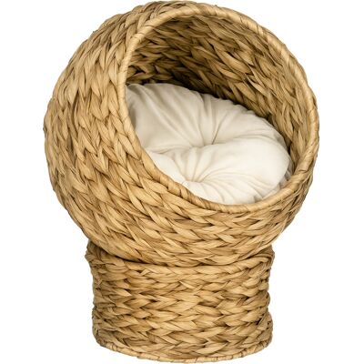 Pawhut Cuccia per Gatti in Vimini con Cuscino in Cotone Marrone e Bianco 42 x 33 x 52 cm Aosom Pawhut Cuccia per Gatti in Vimini con Cuscino in Cotone Marrone e Bianco 42 x 33 x 52 cm Aosom