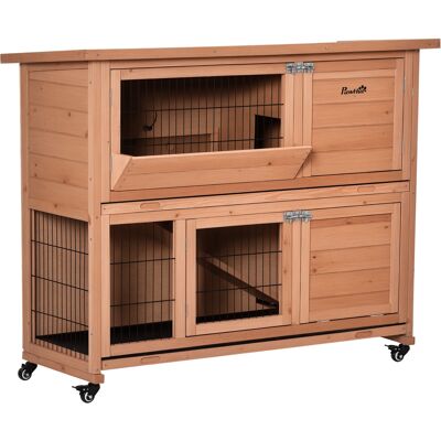 Pawhut Conigliera da Interno in Legno a 2 Livelli con Ruote, Casetta per Conigli e Porcellini d'India con Vassoio Estraibile e Rampa, Arancione Aosom Pawhut Conigliera da Interno in Legno a 2 Livelli con Ruote, Casetta per Conigli e Porcellini d'India con Vassoio Estraibile e Rampa, Arancione Aosom