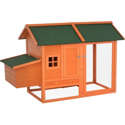 Pawhut Pollaio in Legno Prefabbricato con Nido per la Cova, Casetta per Galline con Vassoio Estraibile, per Cortile e Giardino Pawhut Pollaio in Legno Prefabbricato con Nido per la Cova, Casetta per Galline con Vassoio Estraibile, per Cortile e Giardino
