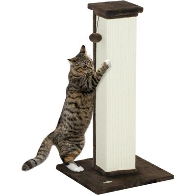 Pawhut Grattatoio per gatti asta grattatoio gatto in sisal e peluche, pallina sospesa base stabile 41 x 41 x 81 cm marrone e crema Aosom Italy Pawhut Grattatoio per gatti asta grattatoio gatto in sisal e peluche, pallina sospesa base stabile 41 x 41 x 81 cm marrone e crema Aosom Italy