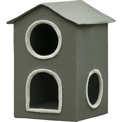 Casetta per Gatti Pawhut a Due Livelli Cuscini Lavabili Design Moderno - Casetta Gatti Casetta per Gatti Pawhut a Due Livelli Cuscini Lavabili Design Moderno - Casetta Gatti