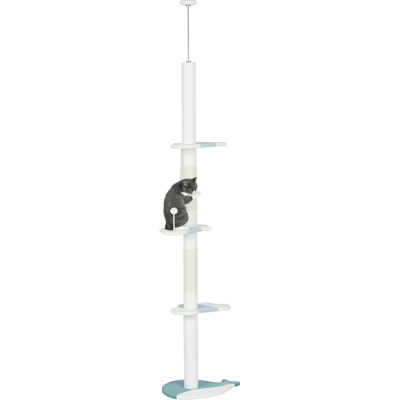 Pawhut Albero Tiragraffi per Gatti a Soffitto con Palo Regolabile da 225-255 cm, Pallina e Piattaforme, Bianco Aosom Italy Pawhut Albero Tiragraffi per Gatti a Soffitto con Palo Regolabile da 225-255 cm, Pallina e Piattaforme, Bianco Aosom Italy