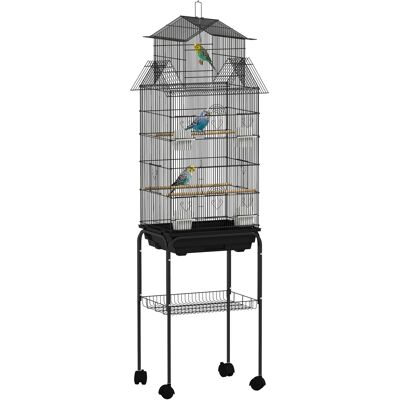 Pawhut Gabbia per uccelli design casa mangiatoie posatoi porte vassoio escrementi amovibile maniglia trasporto 50,5x41x163cm nero Aosom Italy Pawhut Gabbia per uccelli design casa mangiatoie posatoi porte vassoio escrementi amovibile maniglia trasporto 50,5x41x163cm nero Aosom Italy