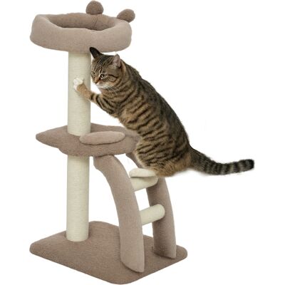 Pawhut - Albero Tiragraffi 3 Livelli - Bianco e Marrone - Cat Tree Pawhut - Albero Tiragraffi 3 Livelli - Bianco e Marrone - Cat Tree
