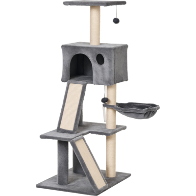 Pawhut Tiragraffi per Gatti Albero con Cuccia Lettino Sospeso e Scale 2 in Peluche Gioco e Rilassamento Giorgio Aosom Pawhut Tiragraffi per Gatti Albero con Cuccia Lettino Sospeso e Scale 2 in Peluche Gioco e Rilassamento Giorgio Aosom