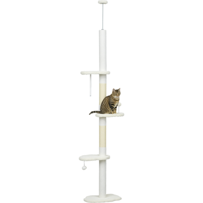 Pawhut - Albero per gatti a soffitto - Bianco - Altezza regolabile - Albero per gatti Pawhut - Albero per gatti a soffitto - Bianco - Altezza regolabile - Albero per gatti
