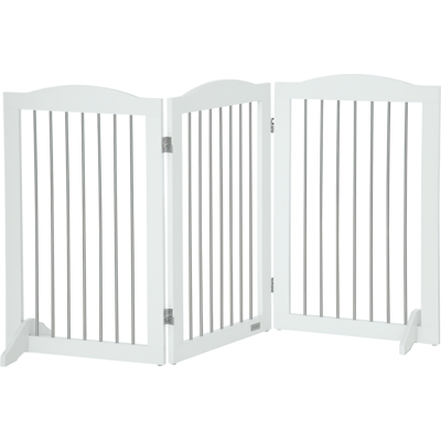 Pawhut Cancellino per Cani Pieghevole a 3 Pannelli in Legno e Acciaio, 154x30x80 cm, Bianco Aosom Italy Pawhut Cancellino per Cani Pieghevole a 3 Pannelli in Legno e Acciaio, 154x30x80 cm, Bianco Aosom Italy