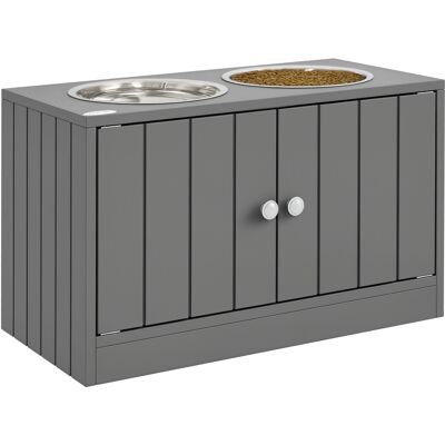 Pawhut Ciotola per Cani Rialzata con 2 Ciotole in Acciaio Inossidabile e 44 L di Vano Contenitore, Porte Magnetiche, Grigio Aosom Italy Pawhut Ciotola per Cani Rialzata con 2 Ciotole in Acciaio Inossidabile e 44 L di Vano Contenitore, Porte Magnetiche, Grigio Aosom Italy
