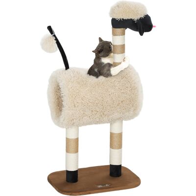 Pawhut Albero Tiragraffi con Design pecora nera, con tiragraffi, tunnel e giocattolo, 98 cm, marrone chiaro Aosom Italy Pawhut Albero Tiragraffi con Design pecora nera, con tiragraffi, tunnel e giocattolo, 98 cm, marrone chiaro Aosom Italy