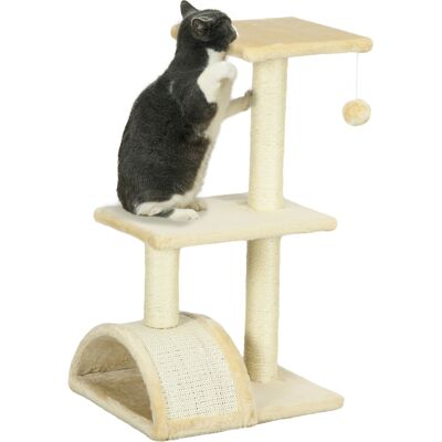 Pawhut Albero per Gatti a 3 Livelli con Tiragraffi, Peluche e Sisal, 40x35x72 cm, Crema Pawhut Albero per Gatti a 3 Livelli con Tiragraffi, Peluche e Sisal, 40x35x72 cm, Crema