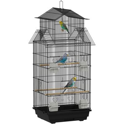 Pawhut Gabbia per uccelli voliera con altalena maniglia portatile 4 mangiatoie 3 posatoi 50,5 x 41 x 104 cm in acciaio nero Aosom Italy Pawhut Gabbia per uccelli voliera con altalena maniglia portatile 4 mangiatoie 3 posatoi 50,5 x 41 x 104 cm in acciaio nero Aosom Italy