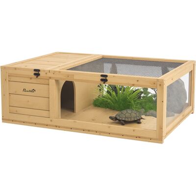 Pawhut Casa per Tartarughe di Legno con Tetto in Rete e Pannelli Laterali Trasparenti Rimovibili 91x60,5x32cm Giallo Chiaro Aosom Italy Pawhut Casa per Tartarughe di Legno con Tetto in Rete e Pannelli Laterali Trasparenti Rimovibili 91x60,5x32cm Giallo Chiaro Aosom Italy