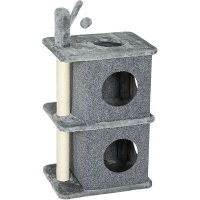 Pawhut Albero Tiragraffi a 3 livelli con 2 nicchie 43 x 33 x 80 cm Grigio scuro Aosom Italy Pawhut Albero Tiragraffi a 3 livelli con 2 nicchie 43 x 33 x 80 cm Grigio scuro Aosom Italy