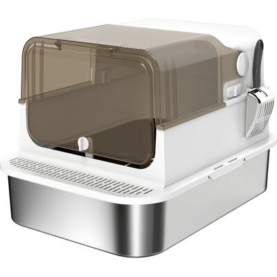 Pawhut Lettiera per Gatti Chiusa in Acciaio Inossidabile, con Pala, 70 x 50 x 46,5 cm, Bianco Aosom Italy Pawhut Lettiera per Gatti Chiusa in Acciaio Inossidabile, con Pala, 70 x 50 x 46,5 cm, Bianco Aosom Italy