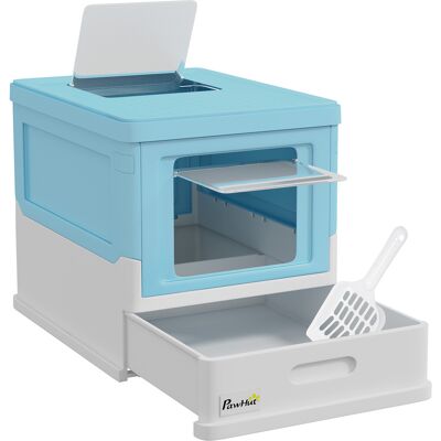 Pawhut Lettiera per Gatti Chiusa con Paletta, Vassoio Estraibile e 2 Porte, 47.5x35.5x36.7cm, Azzurro Aosom Italy Pawhut Lettiera per Gatti Chiusa con Paletta, Vassoio Estraibile e 2 Porte, 47.5x35.5x36.7cm, Azzurro Aosom Italy