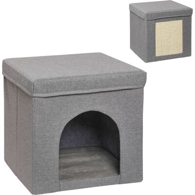 Pawhut Casetta per Gatti Pieghevole a Cubo con Cuscino e Tappetino Tiragraffi, 36.5x36.5x36.5 cm, Grigio Aosom Italy Pawhut Casetta per Gatti Pieghevole a Cubo con Cuscino e Tappetino Tiragraffi, 36.5x36.5x36.5 cm, Grigio Aosom Italy