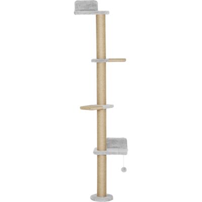 Pawhut Albero per Gatti a 5 Piani con Giocattolo, Palo di Sisal, Tessuto di Peluche, Grigio Chiaro Aosom Italy Pawhut Albero per Gatti a 5 Piani con Giocattolo, Palo di Sisal, Tessuto di Peluche, Grigio Chiaro Aosom Italy