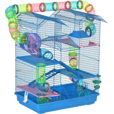 Gabbia per roditori piccoli Pawhut con tunnel - Blu Gabbia per roditori piccoli Pawhut con tunnel - Blu