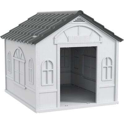 Pawhut Casetta per Cani in PP Impermeabile con Tetto Inclinato e Porta di Ingresso, 84.2x98.2x82 cm, Grigio Aosom Italy Pawhut Casetta per Cani in PP Impermeabile con Tetto Inclinato e Porta di Ingresso, 84.2x98.2x82 cm, Grigio Aosom Italy