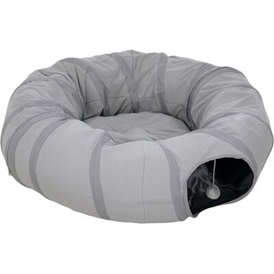 Pawhut Tunnel per gatti con letto e cuscino, pieghevole, con fori per palline e porticina, Ø 90 x 27 cm grigio Aosom Italy Pawhut Tunnel per gatti con letto e cuscino, pieghevole, con fori per palline e porticina, Ø 90 x 27 cm grigio Aosom Italy