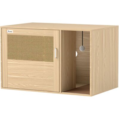 Pawhut Mobile Lettiera 2-in-1 con Porta in Rattan e Tappetino, 80x50x50 cm, Rovere Aosom Italy Pawhut Mobile Lettiera 2-in-1 con Porta in Rattan e Tappetino, 80x50x50 cm, Rovere Aosom Italy
