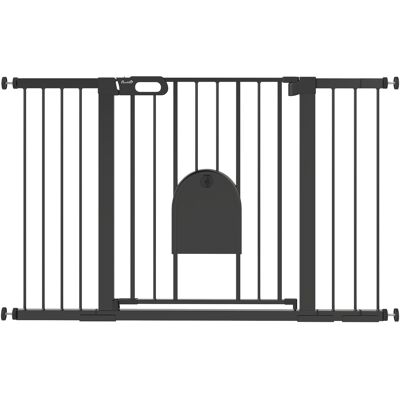 Pawhut Cancelletto per Animali con Porticina regolabile, con 3 Prolunghe, 75-131 cm, Nero Aosom Italy Pawhut Cancelletto per Animali con Porticina regolabile, con 3 Prolunghe, 75-131 cm, Nero Aosom Italy