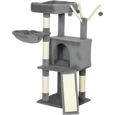 Pawhut Albero tiragraffi per gatti con tappetino in sisal, piattaforma, tana e amaca, 40,5 x 40,5 x 103 cm, Grigio Aosom Italy Pawhut Albero tiragraffi per gatti con tappetino in sisal, piattaforma, tana e amaca, 40,5 x 40,5 x 103 cm, Grigio Aosom Italy