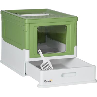 Pawhut Lettiera per Gatti Chiusa con Paletta, Vassoio Estraibile e 2 Porte, 47.5x35.5x36.7cm, Verde Chiaro Aosom Italy Pawhut Lettiera per Gatti Chiusa con Paletta, Vassoio Estraibile e 2 Porte, 47.5x35.5x36.7cm, Verde Chiaro Aosom Italy
