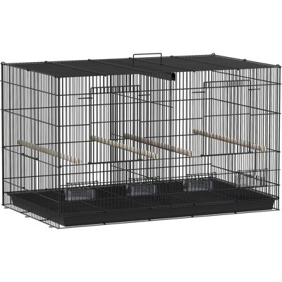 Pawhut Gabbia per Uccelli con Divisore 4 Mangiatoie 4 Posatoi Vassoio Estraibile per Pappagalli Canarini Parrocchetti 76x46x46 cm Nero Aosom Italy Pawhut Gabbia per Uccelli con Divisore 4 Mangiatoie 4 Posatoi Vassoio Estraibile per Pappagalli Canarini Parrocchetti 76x46x46 cm Nero Aosom Italy
