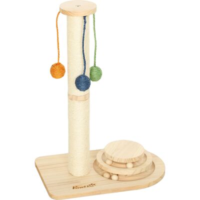 Pawhut Palo Tiragraffi per Gatti Altezza 56,5 cm con 3 Palline Appese Legno Naturale Aosom Italy Pawhut Palo Tiragraffi per Gatti Altezza 56,5 cm con 3 Palline Appese Legno Naturale Aosom Italy