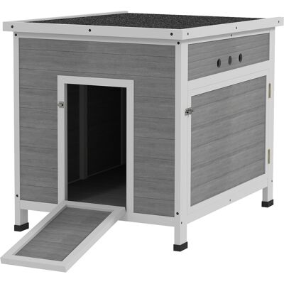 Pawhut Casetta per anatre, con porta laterale, fori di ventilazione, in legno di abete, con tetto in asfalto impermeabile, 63 x 82 x 76 cm, Grigio chiaro Aosom Italy Pawhut Casetta per anatre, con porta laterale, fori di ventilazione, in legno di abete, con tetto in asfalto impermeabile, 63 x 82 x 76 cm, Grigio chiaro Aosom Italy