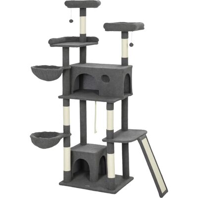 Pawhut Albero tiragraffi con 3 letti, 2 piattaforme e 3 giocattoli sospesi, altezza 174 cm, Grigio Aosom Italy Pawhut Albero tiragraffi con 3 letti, 2 piattaforme e 3 giocattoli sospesi, altezza 174 cm, Grigio Aosom Italy