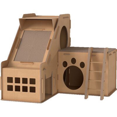 Pawhut Tiragraffi in Cartone per Gatti a Forma di Castello 2 in 1, con 2 Aree di Graffiatura 67x66x57 cm Marrone Aosom Italy Pawhut Tiragraffi in Cartone per Gatti a Forma di Castello 2 in 1, con 2 Aree di Graffiatura 67x66x57 cm Marrone Aosom Italy