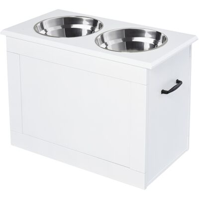 Pawhut - Stand Elevato - Bianco - MDF e Acciaio - Supporto pasti cani Pawhut - Stand Elevato - Bianco - MDF e Acciaio - Supporto pasti cani