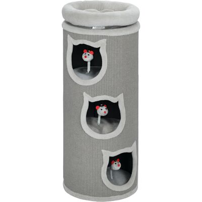 Pawhut Torre tiragraffi per gatti, a 4 livelli con letto lavabile, 3 tane, gioco sospeso, 96 cm, Grigio Aosom Italy Pawhut Torre tiragraffi per gatti, a 4 livelli con letto lavabile, 3 tane, gioco sospeso, 96 cm, Grigio Aosom Italy