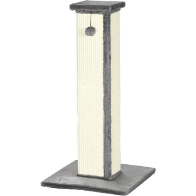 Pawhut Tiragraffi per Gatti con Pallina, Palo in Sisal e Rivestimento in Peluche, 41x41x81 cm, Grigio Pawhut Tiragraffi per Gatti con Pallina, Palo in Sisal e Rivestimento in Peluche, 41x41x81 cm, Grigio