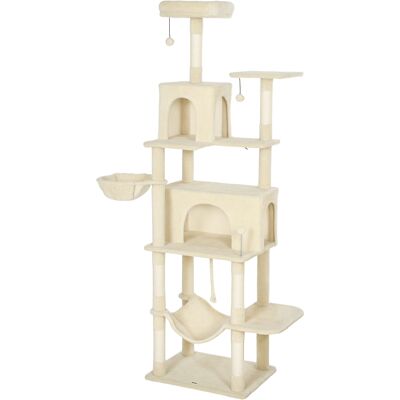 Pawhut Albero Tiragraffi per Gatti con Piattaforma, Torre, Letto, Tane e Pali in Sisal 60x48x202 cm Beige Aosom Italy Pawhut Albero Tiragraffi per Gatti con Piattaforma, Torre, Letto, Tane e Pali in Sisal 60x48x202 cm Beige Aosom Italy