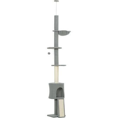 Pawhut Albero per Gatti da Pavimento a Soffitto Altezza Regolabile 220-240cm con Amaca Piattaforme a Fiore Tana Rampa Pallina Grigio Chiaro Aosom Italy Pawhut Albero per Gatti da Pavimento a Soffitto Altezza Regolabile 220-240cm con Amaca Piattaforme a Fiore Tana Rampa Pallina Grigio Chiaro Aosom Italy