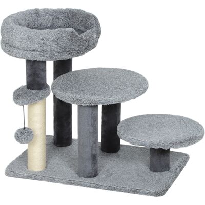 Pawhut Tiragraffi e scala per gatti, base ampia, tessuto in peluche, palo graffi in sisal, grigio Aosom Italy Pawhut Tiragraffi e scala per gatti, base ampia, tessuto in peluche, palo graffi in sisal, grigio Aosom Italy