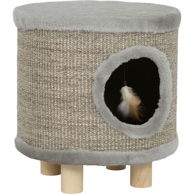 Pawhut Cuccia per Gatti 3 in 1 Sgabello Poggiapiedi Letto per Gatti con Tiragraffi Gambe in Legno Piuma 36x36x38 cm Grigio Aosom Italy Pawhut Cuccia per Gatti 3 in 1 Sgabello Poggiapiedi Letto per Gatti con Tiragraffi Gambe in Legno Piuma 36x36x38 cm Grigio Aosom Italy