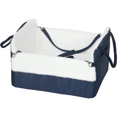 Pawhut Seggiolino auto per cane con cintura di sicurezza e fissaggio, 55 x 46 x 32 cm, Blu scuro Aosom Italy Pawhut Seggiolino auto per cane con cintura di sicurezza e fissaggio, 55 x 46 x 32 cm, Blu scuro Aosom Italy