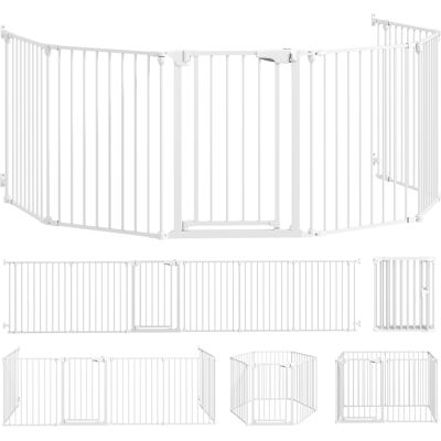 Pawhut Cancelletto Pieghevole per Cani a 6 Pannelli, Porta con Chiusura Doppia, Bianco Aosom Italy Pawhut Cancelletto Pieghevole per Cani a 6 Pannelli, Porta con Chiusura Doppia, Bianco Aosom Italy