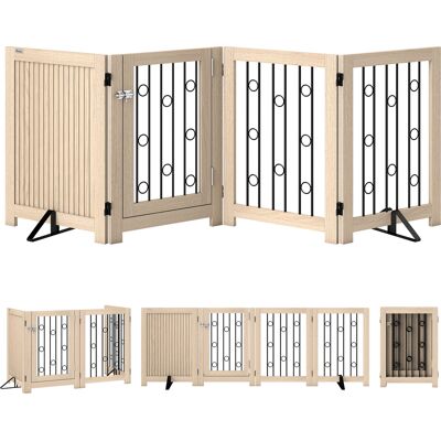 Pawhut Cancelletto autoportante per animali, con porta, 4 pannelli, in MDF e acciaio Aosom Italy Pawhut Cancelletto autoportante per animali, con porta, 4 pannelli, in MDF e acciaio Aosom Italy