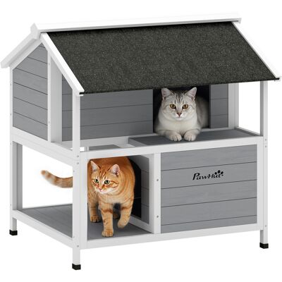 Pawhut Cuccia per gatti da esterno, impermeabile, tetto apribile, legno di abete, 80 x 93 x 95 cm, Grigio Aosom Italy Pawhut Cuccia per gatti da esterno, impermeabile, tetto apribile, legno di abete, 80 x 93 x 95 cm, Grigio Aosom Italy
